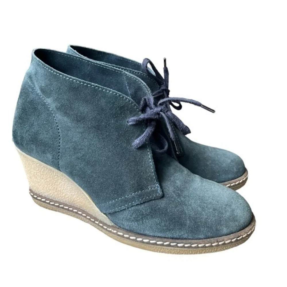 J. Crew Suede Macalister Wedge Boot Blue Size 6 - Picture 1 of 7